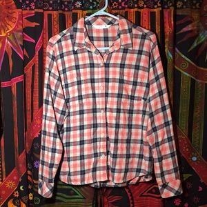 Riders Lee Flannel Jrs XL Grey/Navy/Bright Coral